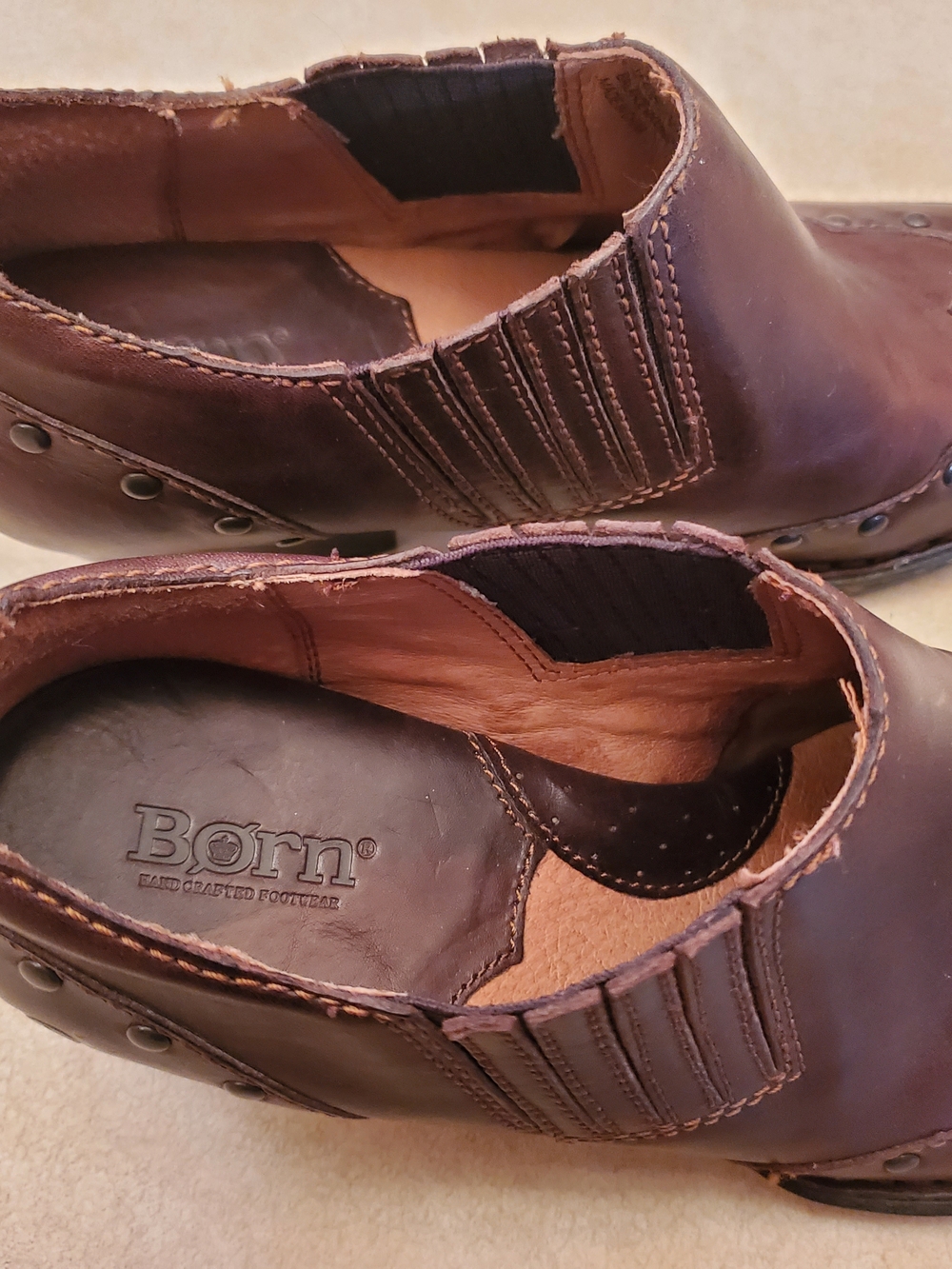 Women's Brown Leather Western-Style Ankle Boots - Picture 9 of 9